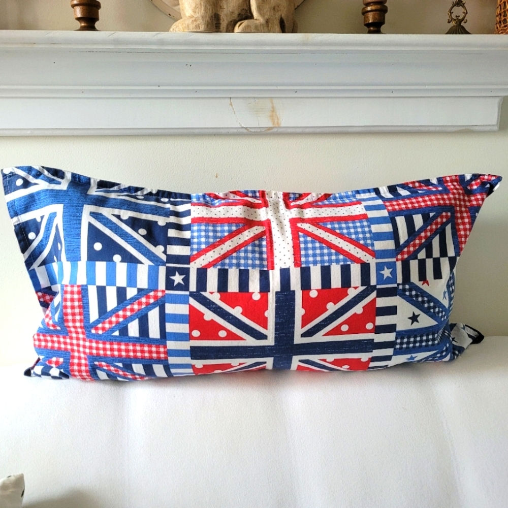 Union Jack Patchwork Lumbar Pillow Cover